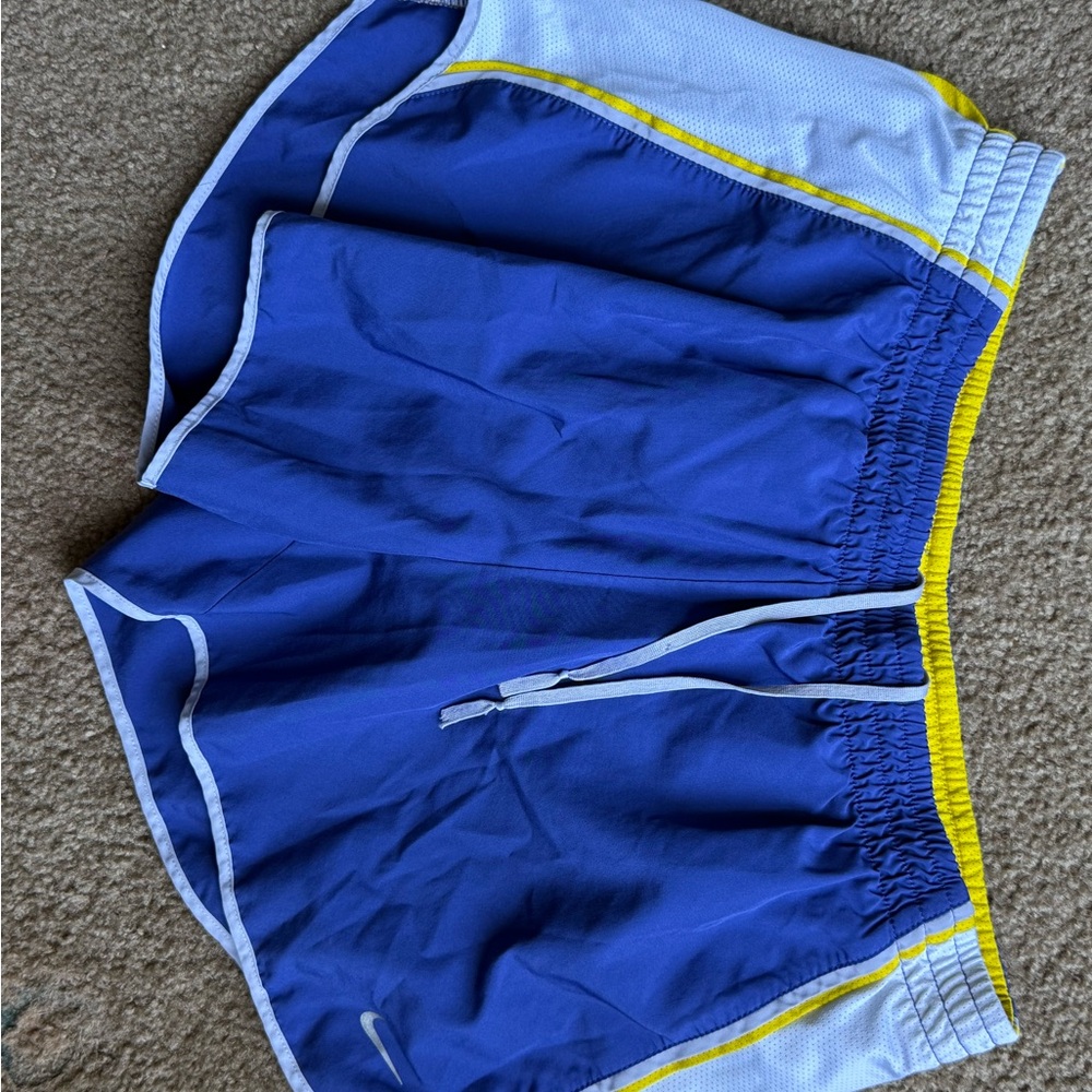 Nike Blue and Yellow Performance Athletic Shorts